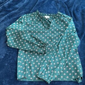 Floral Emerald Green Women's Silky Top